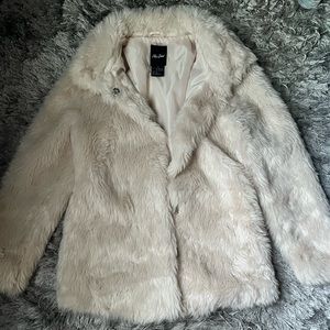 Me Jane cream color faux fur coat